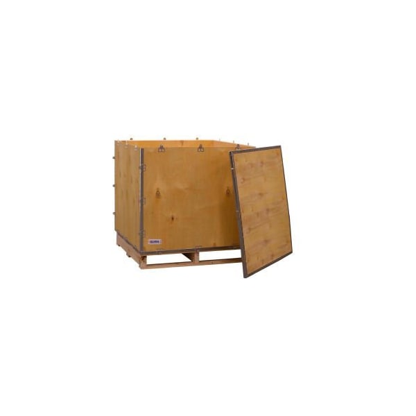 Global Equipment 4 Panel Hinged Shipping Crate w/ Lid & Pallet 35L x 35W x 31H GSH089408940775P - main
